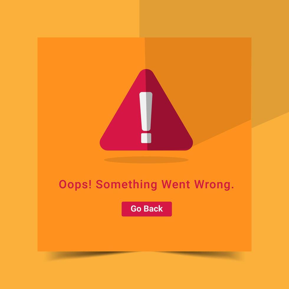 Oops something went wrong word and exclamation mark symbol vector illustration with yellow background