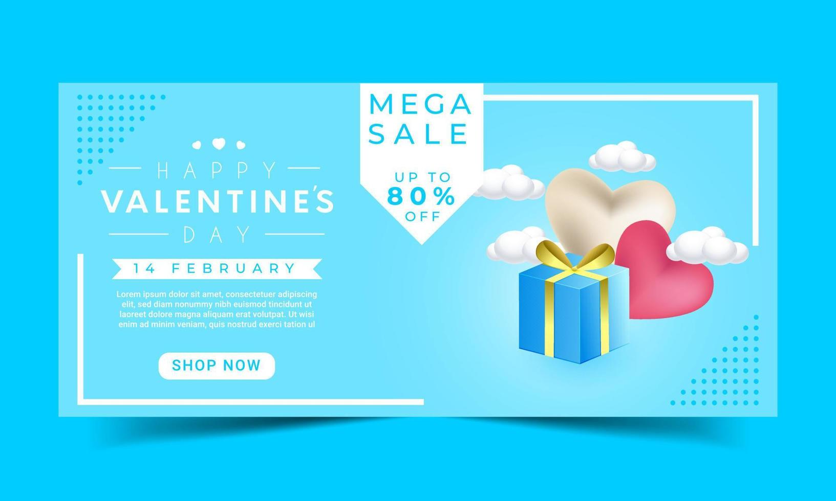 banner web de venta de feliz día de san valentín con oferta de descuento de temporada vector