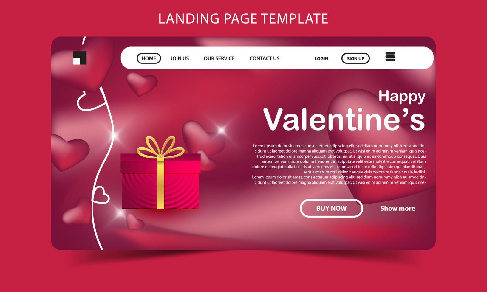 Valentines day 2023 on trendy background, Valentines day flat landing page and website homepage vector