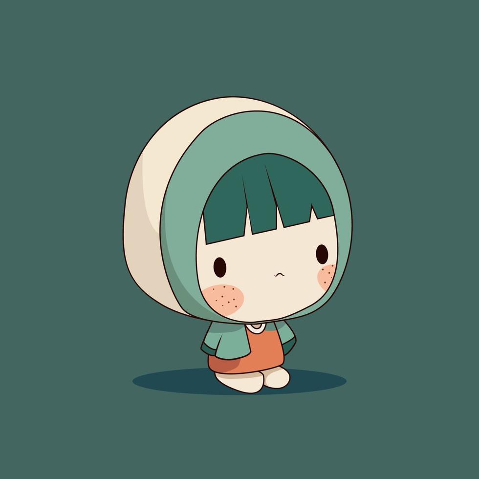 cute girl cartoon character vector icon illustration icon concept isolated premium vector flat 000001