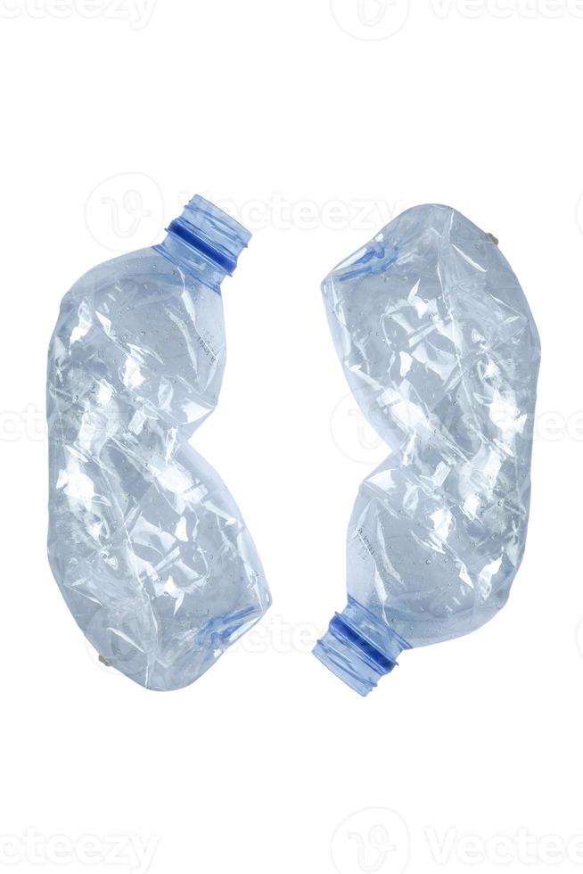 set of water plastic bottle. isolated on white background.Used plastic bottles photo
