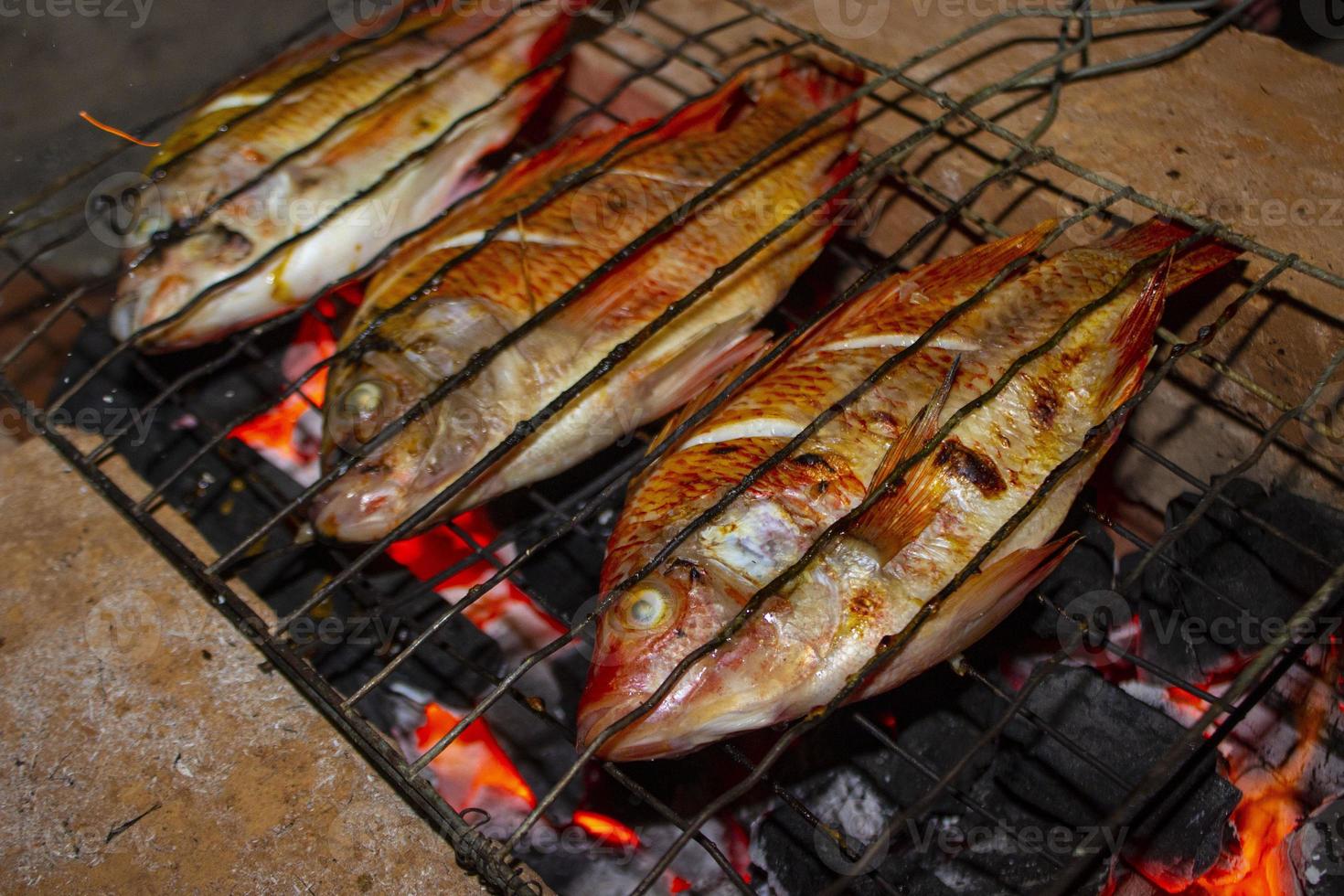 grilled fish Nile Tilapia on charcoal grill grilled fish Nile Tilapia