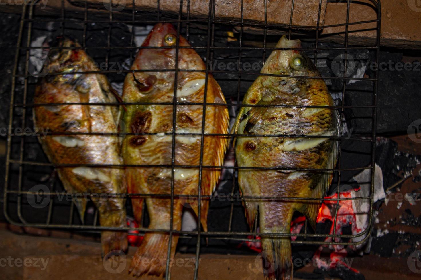 grilled fish Nile Tilapia on charcoal grill grilled fish Nile Tilapia