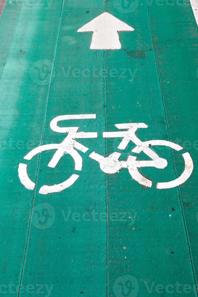 Bicycle path or Bicycle signs on the road photo