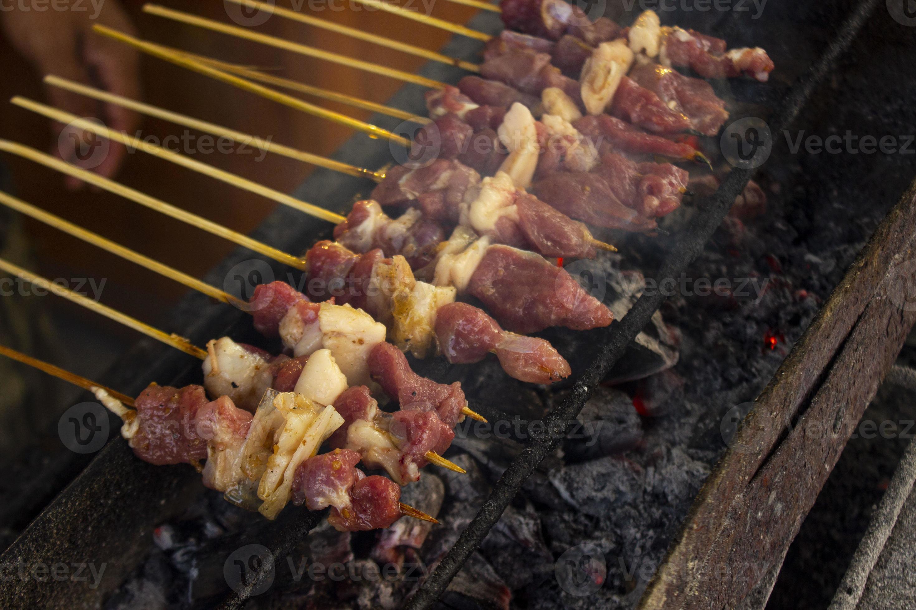 sate kambing or satay goat, lamb, Lamb or meat goat satay with charcoal