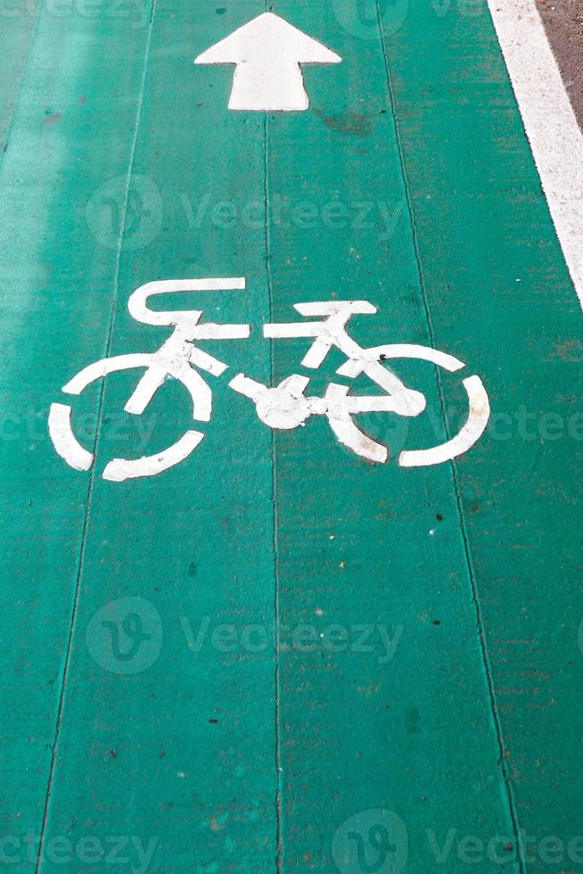 Bicycle path or Bicycle signs on the road photo