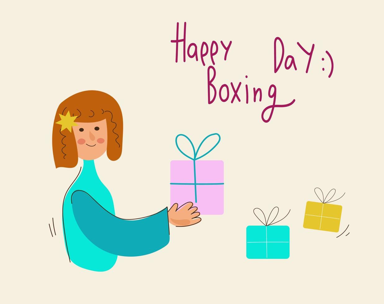 víspera de navidad día de boxeo regalos de Navidad. celebración de año nuevo, concepto banner vector ilustración plana