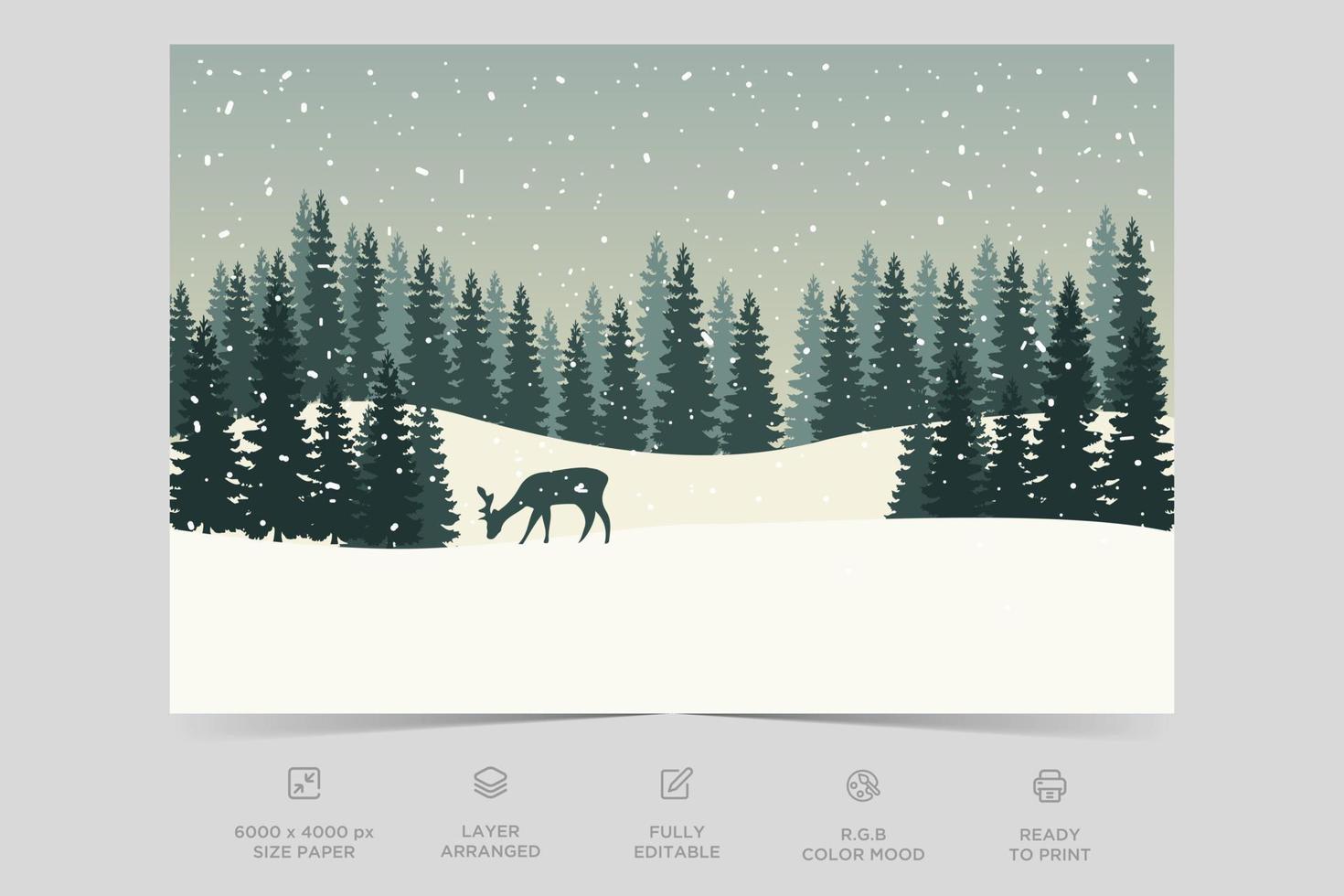 fondo de paisaje de invierno de navidad. elementos de diseño de paisajes naturales para afiches, portadas de libros, folletos, revistas, volantes, folletos vector