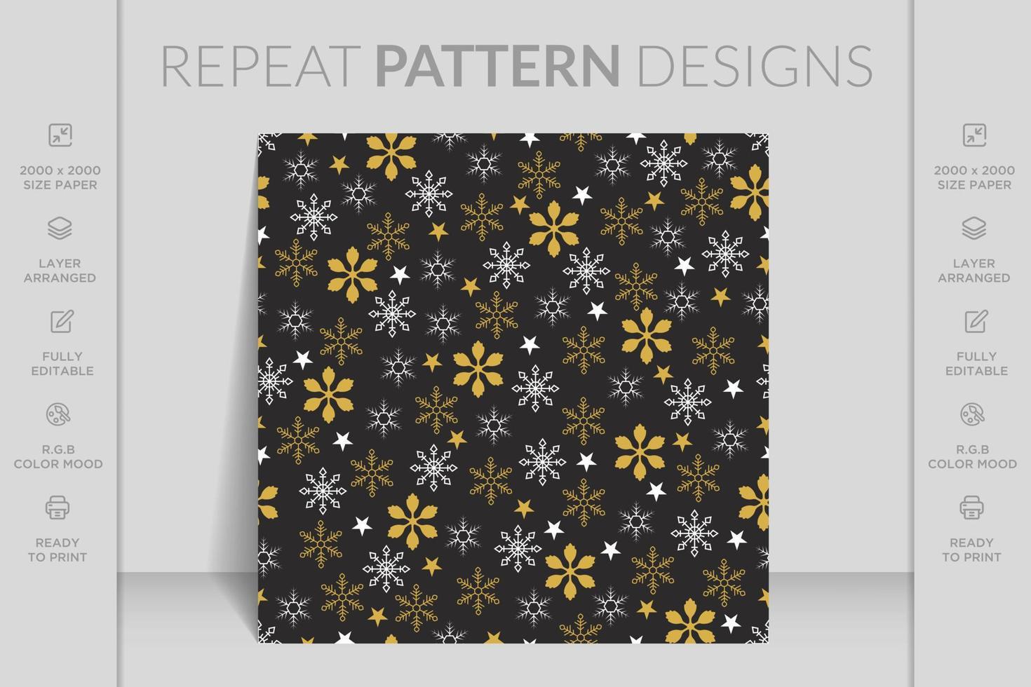 Merry Christmas seamless pattern with geometric motifs. Snowflakes with different ornaments. vector