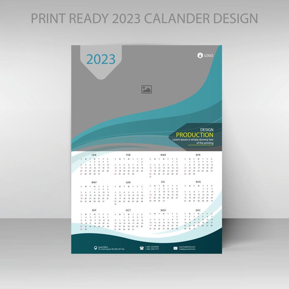 2023 calendar. Editable illustration page template A4, A3. Week start on Sunday. Vertical editable page, wall calendar vector illustration. Simple corporate card, planner