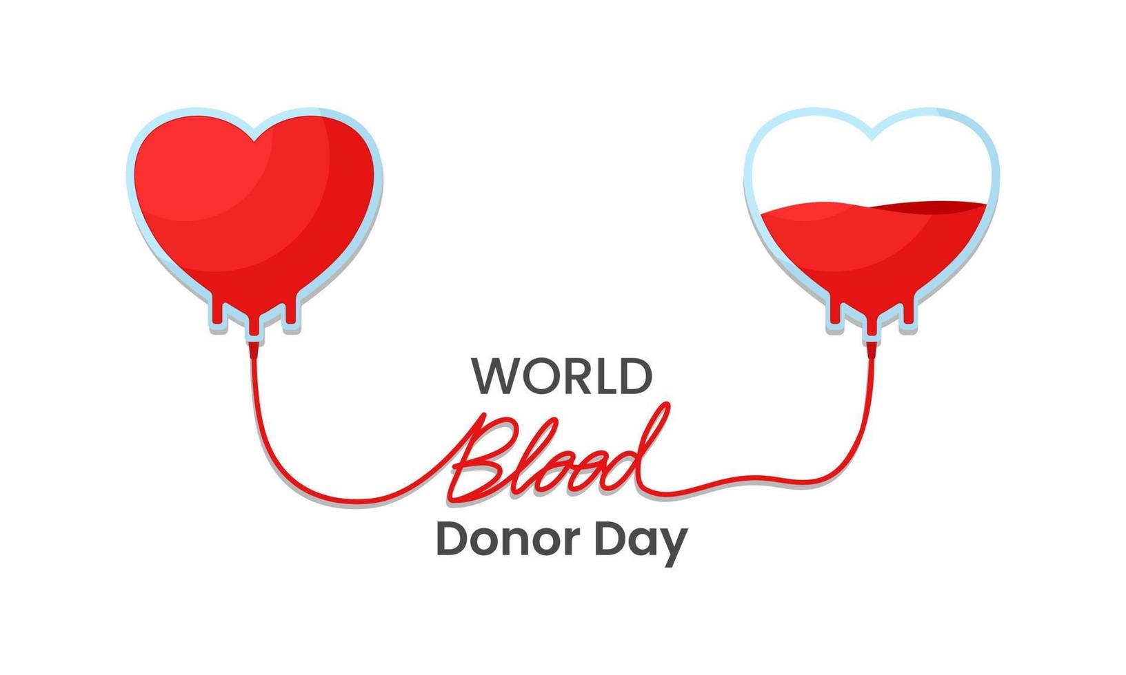 Blood donation concept with a blood heart bag. World blood donor day. Vector illustration.