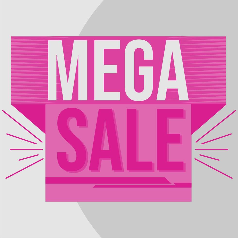 Mega sale banner ribbon hot pink vector