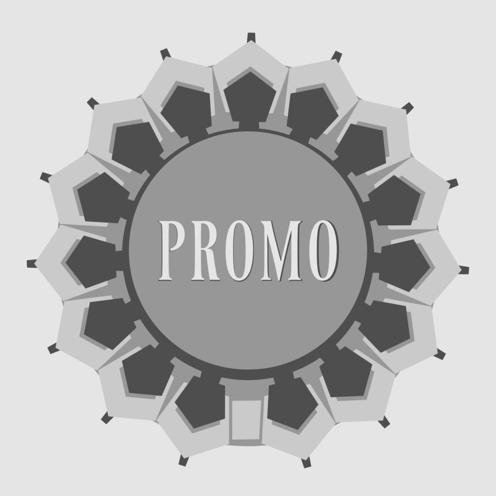 Promo sale circle ribbon, with luxury design and gray color vector