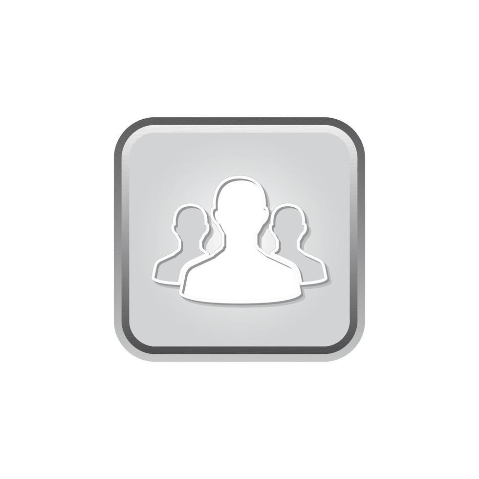 People or Team Symbol Icon For Business, Communication. Shiny Silver Color Minimalist Graphic Design. vector