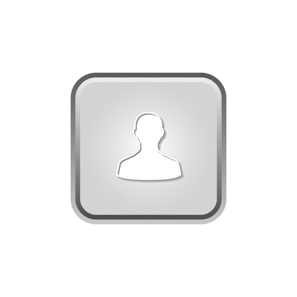 People or Leader Symbol Icon For Business, Communication. Shiny Silver Color Minimalist Graphic Design. vector