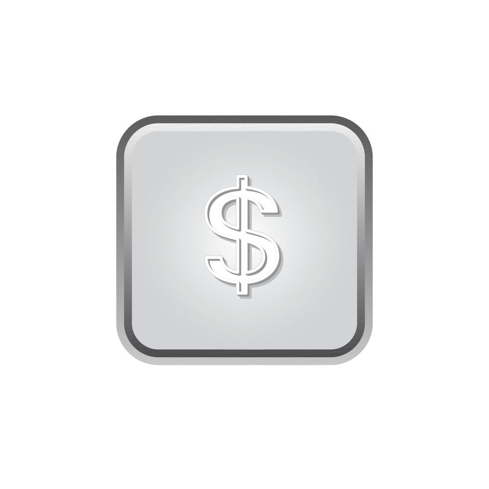 icono de símbolo de moneda para negocios financieros. diseño gráfico simple color plata. vector