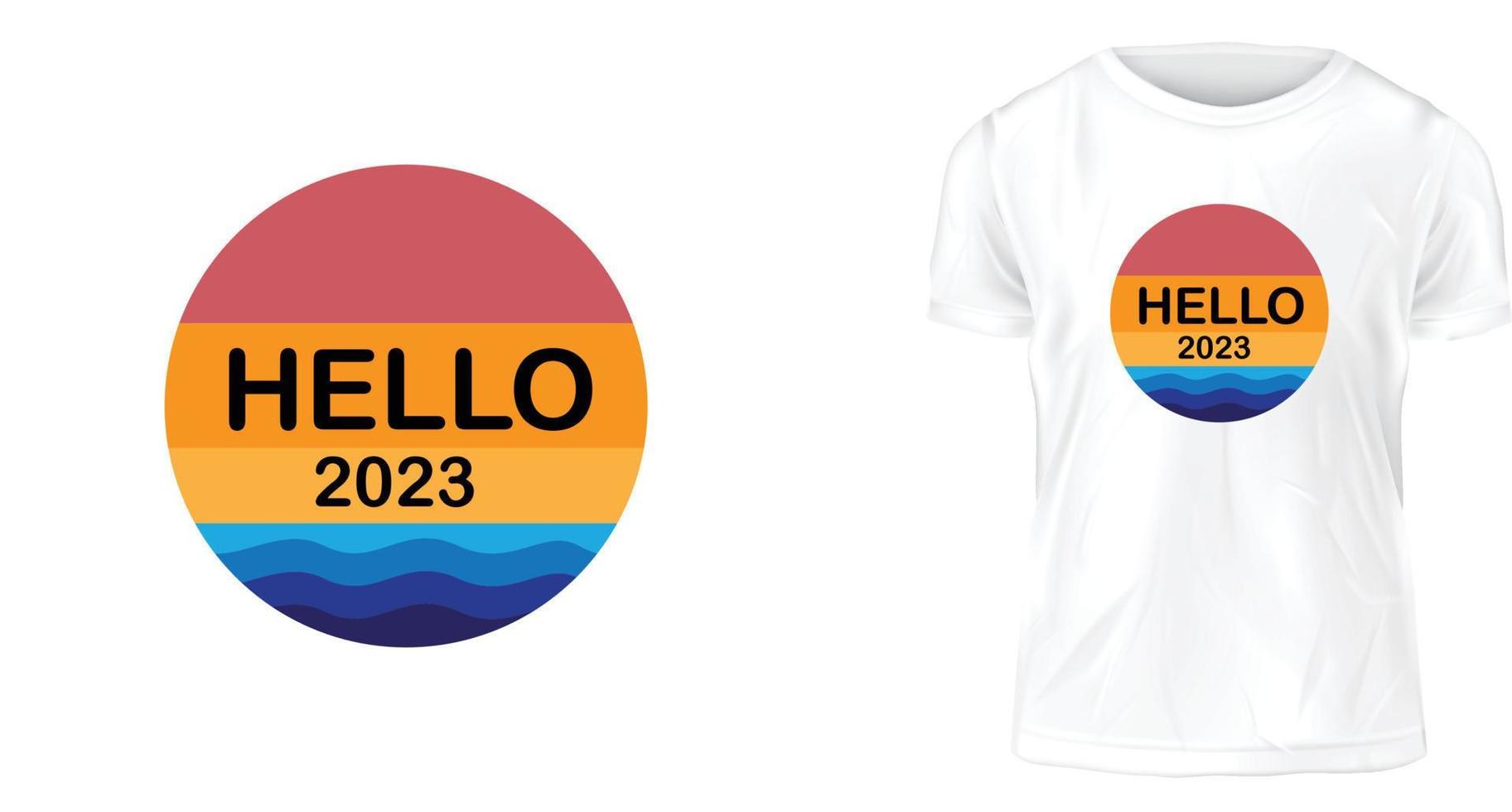 t shirt design concept, hello 2023 vector