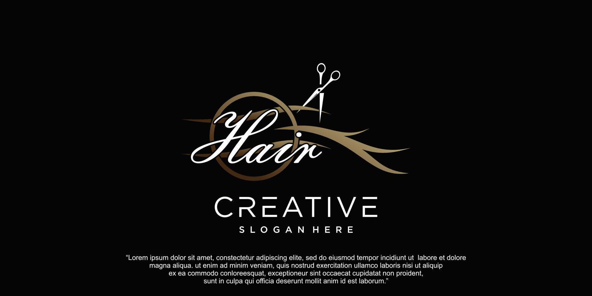 Hair salon icon logo design with concept modern Premium Vector