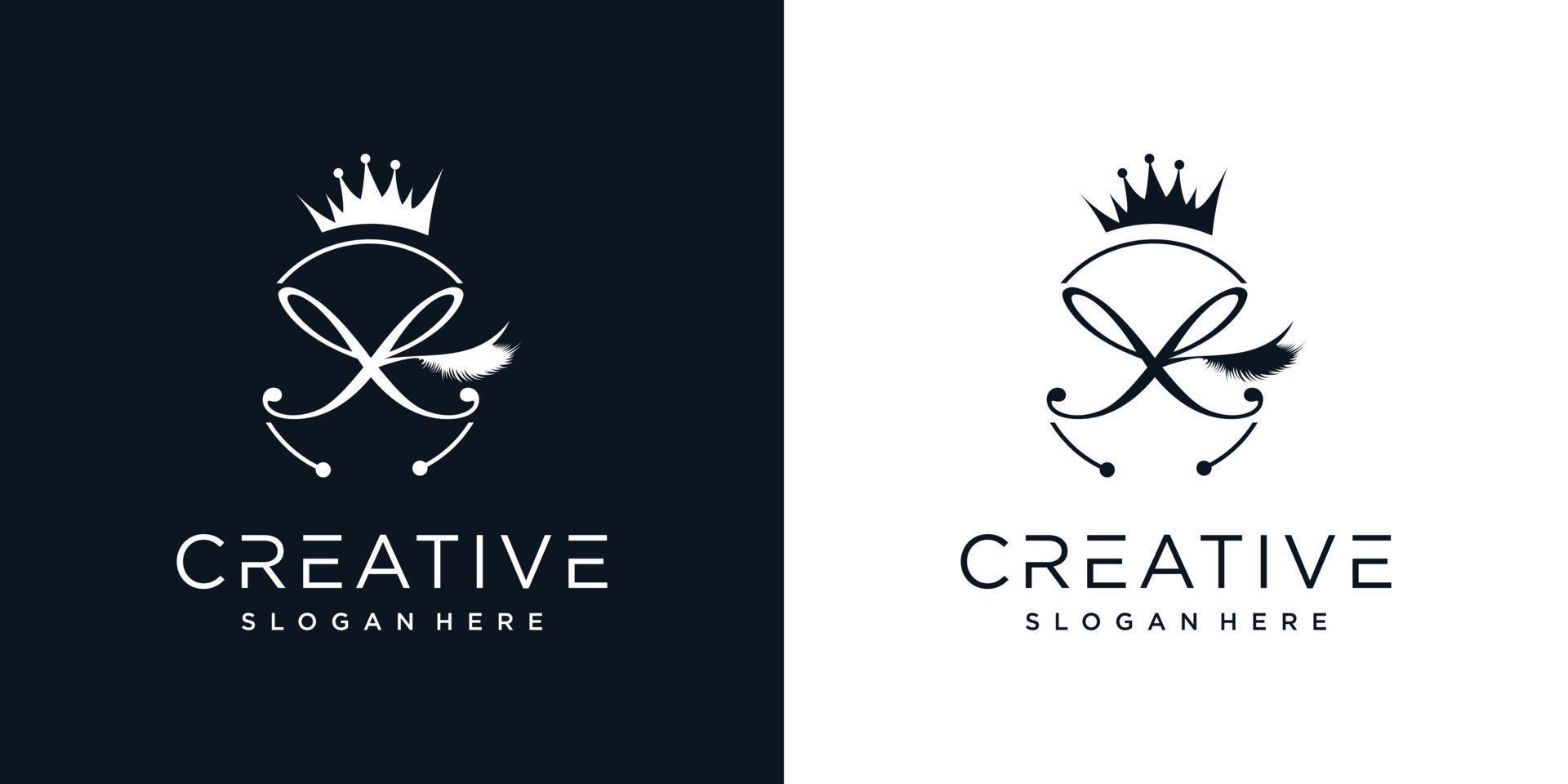 Eyelash logo creative concept with combination letter X Premium Vector
