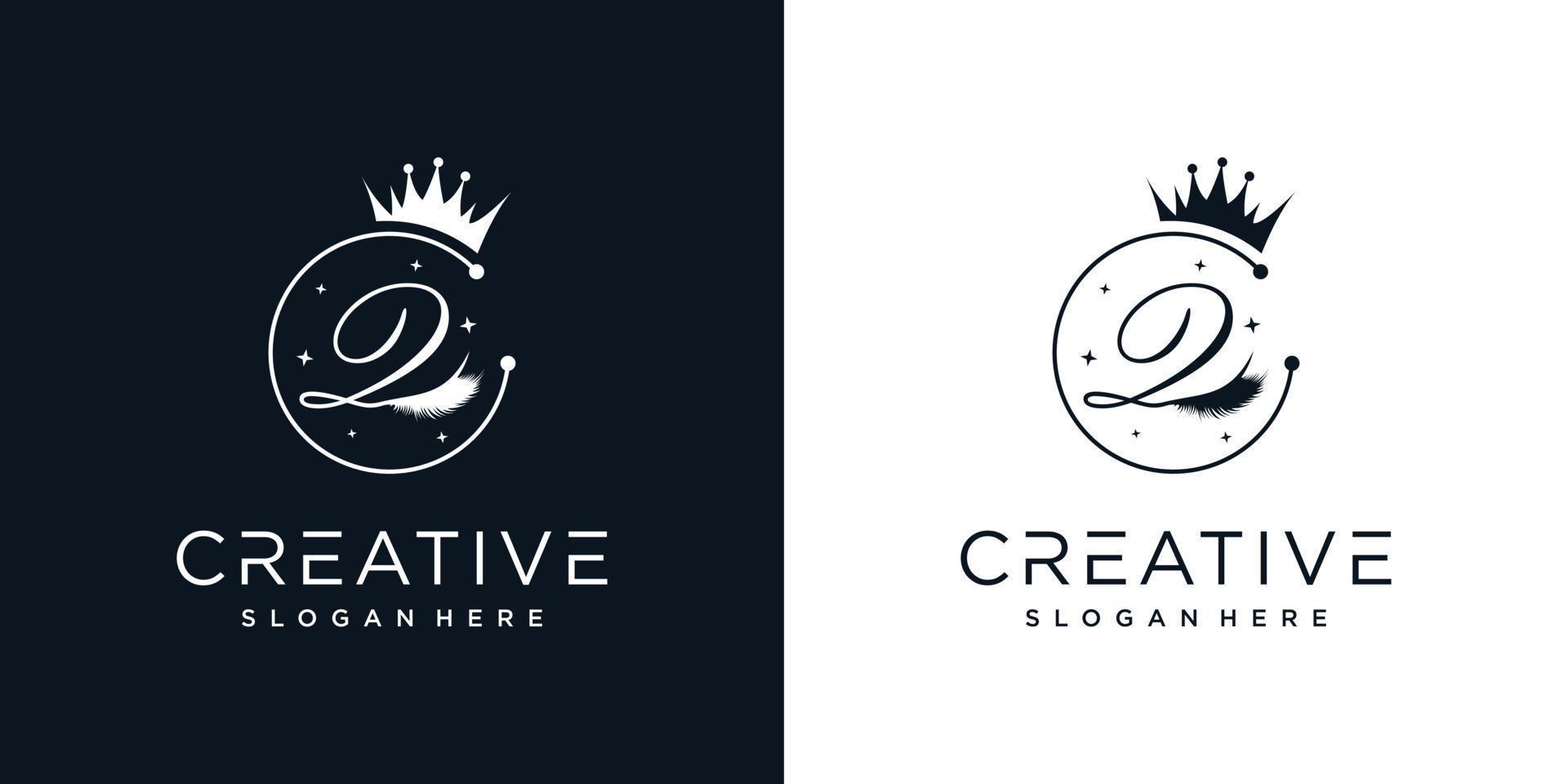 concepto creativo de logotipo de pestañas con combinación de letra z vector premium