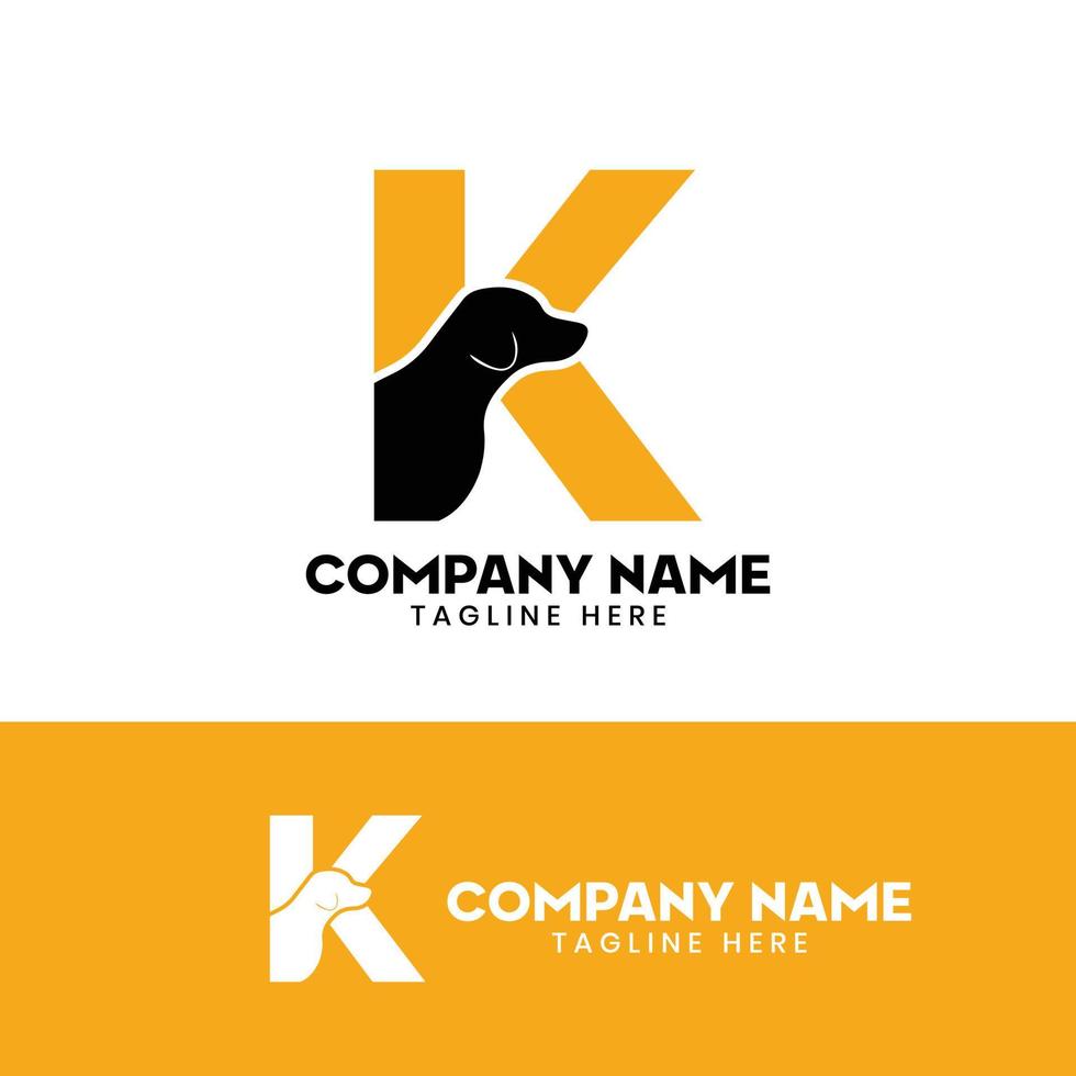 inspiración de plantilla de diseño de logotipo de perro con letra k, vector de perro, logotipo inicial