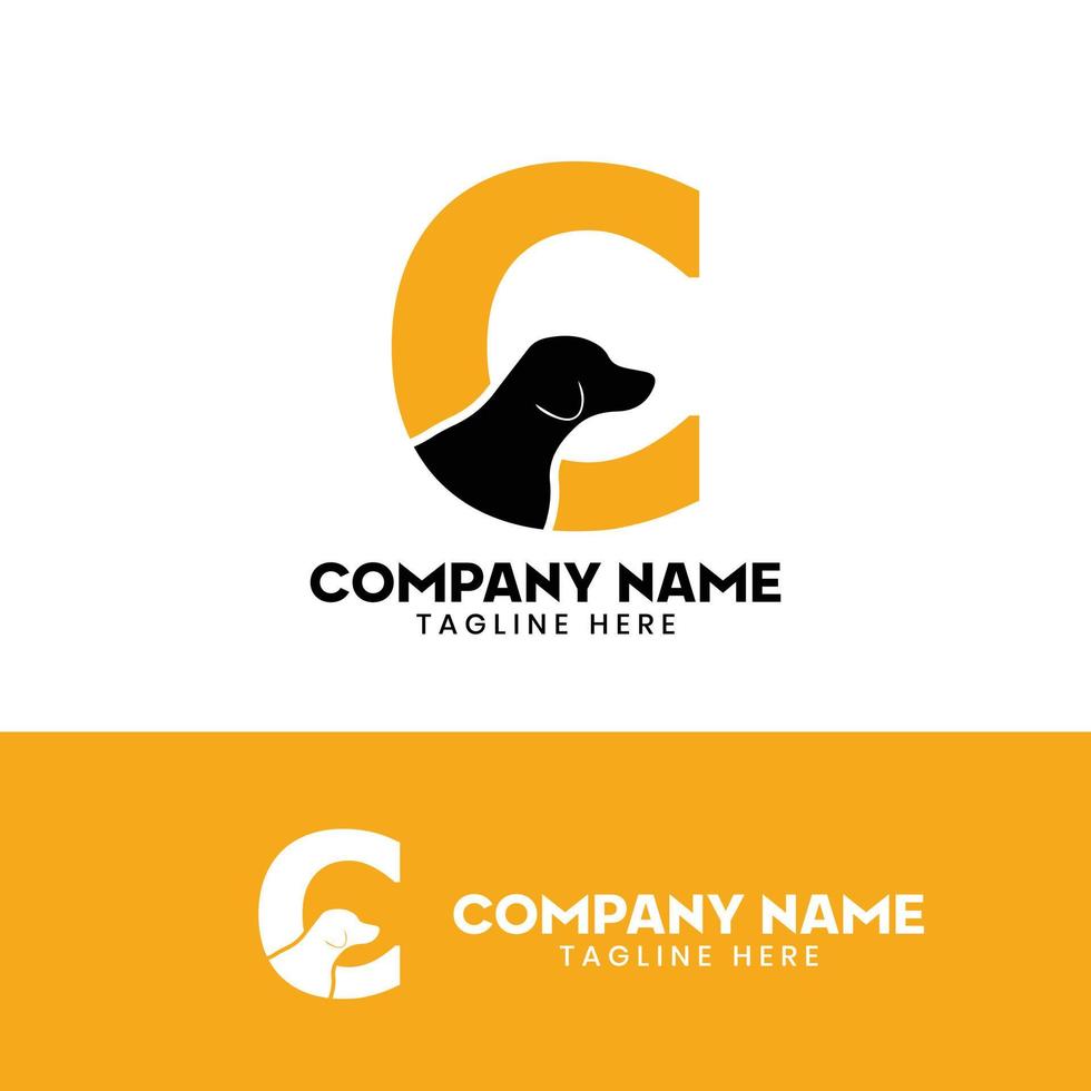 inspiración de plantilla de diseño de logotipo de perro con letra c, vector de perro, logotipo inicial
