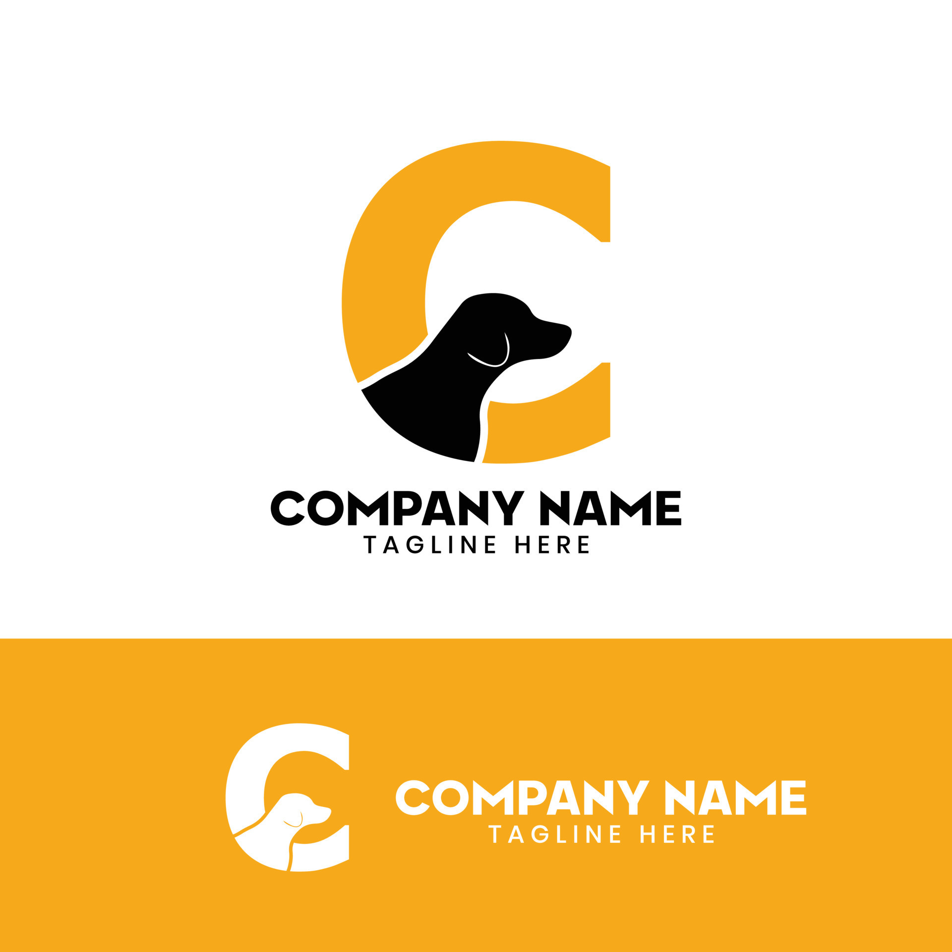 Letter C Dog Logo Design Template Inspiration, Dog Vector, Initial Logo
