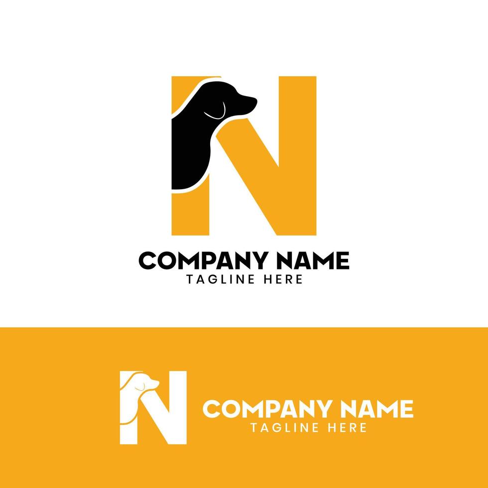 inspiración de plantilla de diseño de logotipo de letra n perro, vector de perro, logotipo inicial