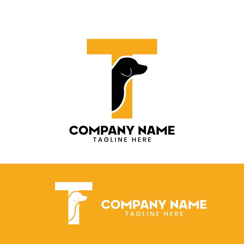 inspiración de plantilla de diseño de logotipo de letra t dog, vector de perro, logotipo inicial