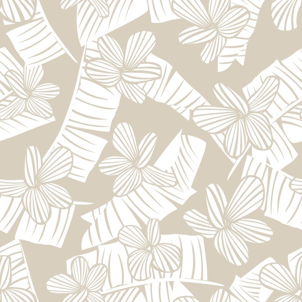 Cream Floral Leaf Seamless Pattern Design vector