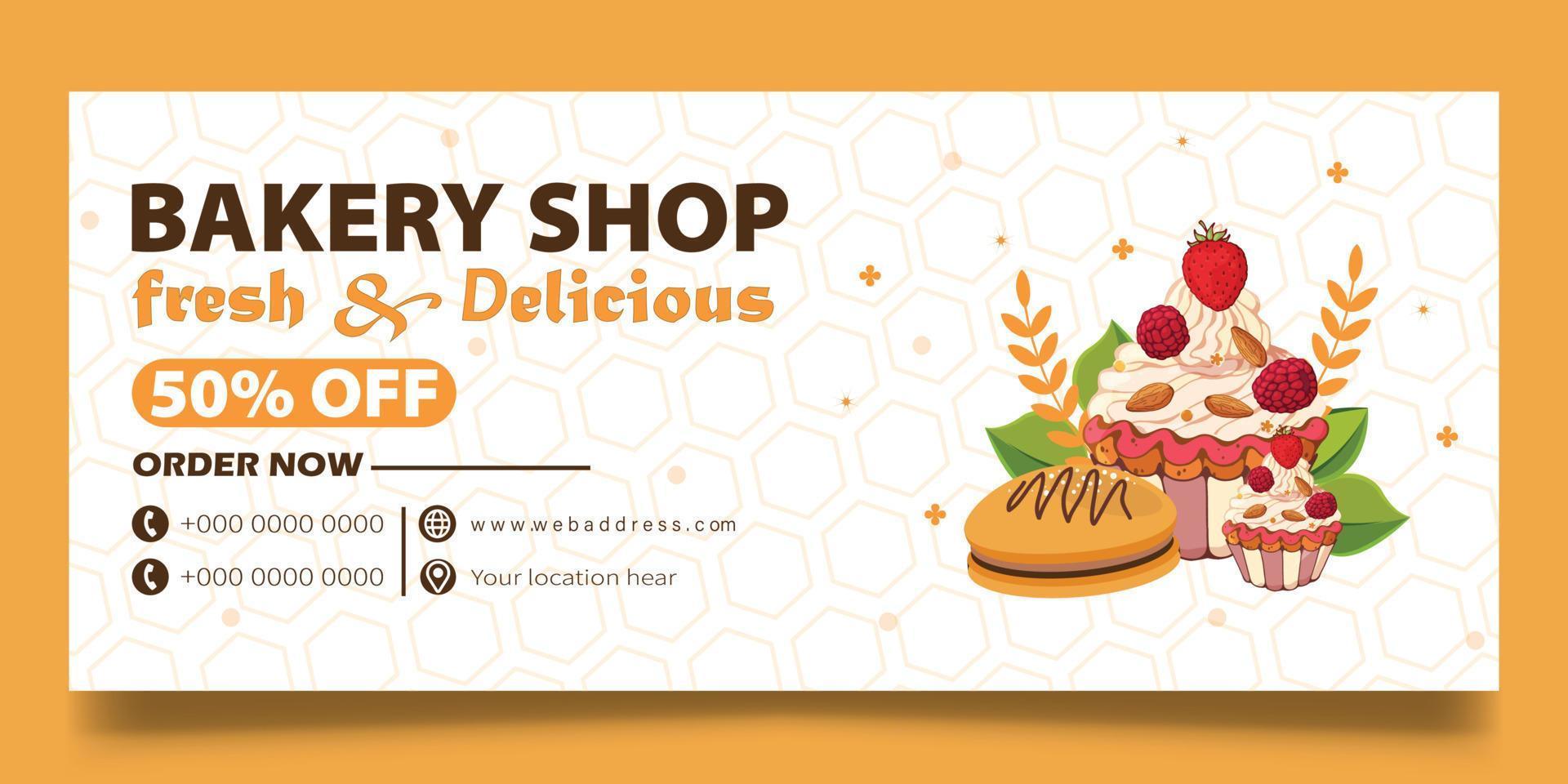 Bakery shop web banner vector