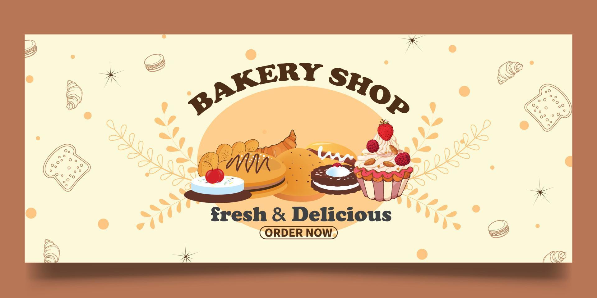 Bakery shop web banner vector