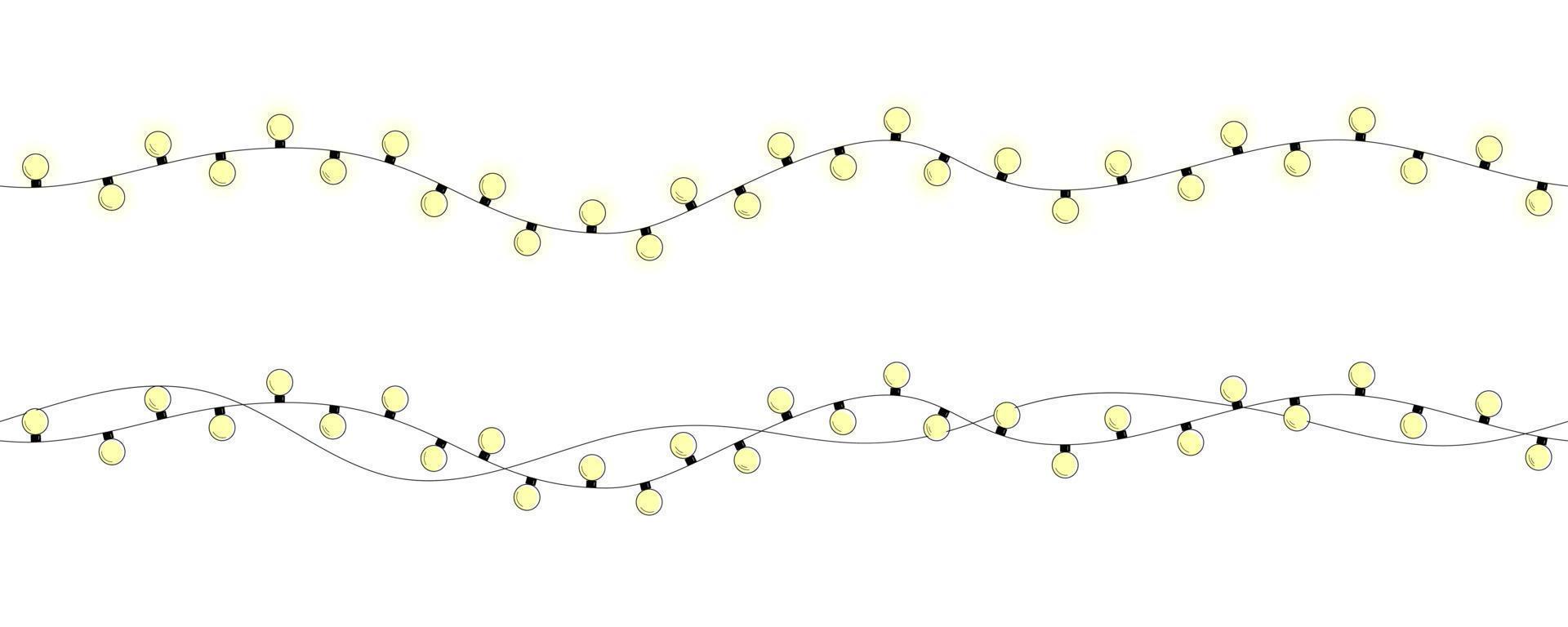 Seamless doodle garland. Christmas lights isolated vector illustration