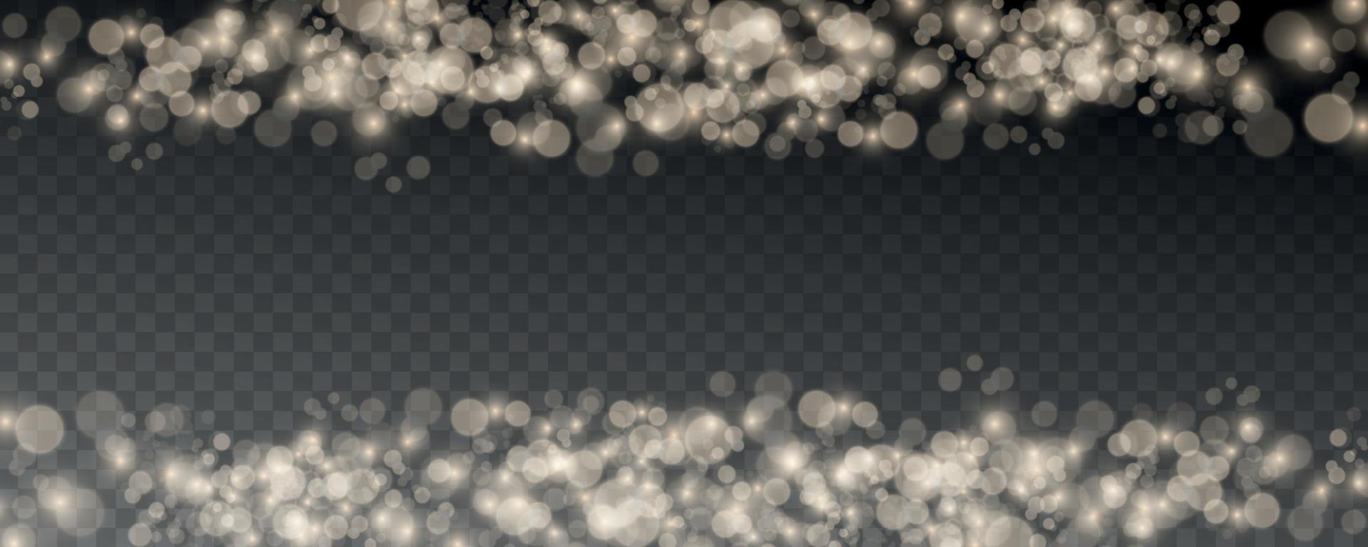 Blurred light sparkle elements. Glitters isolated on transparent background. vector