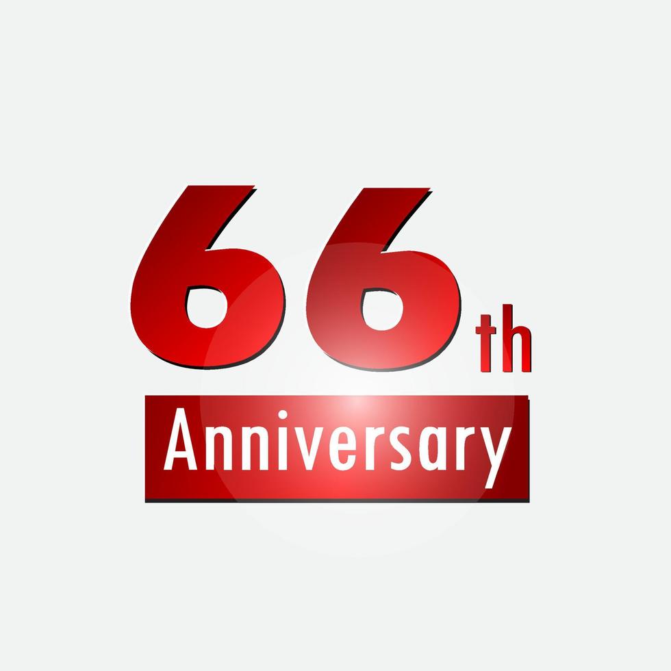 rojo 66 aniversario celebración simple logo fondo blanco vector