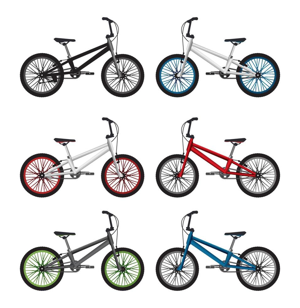 conjunto de paquetes de bicicletas bmx vectoriales realistas vector