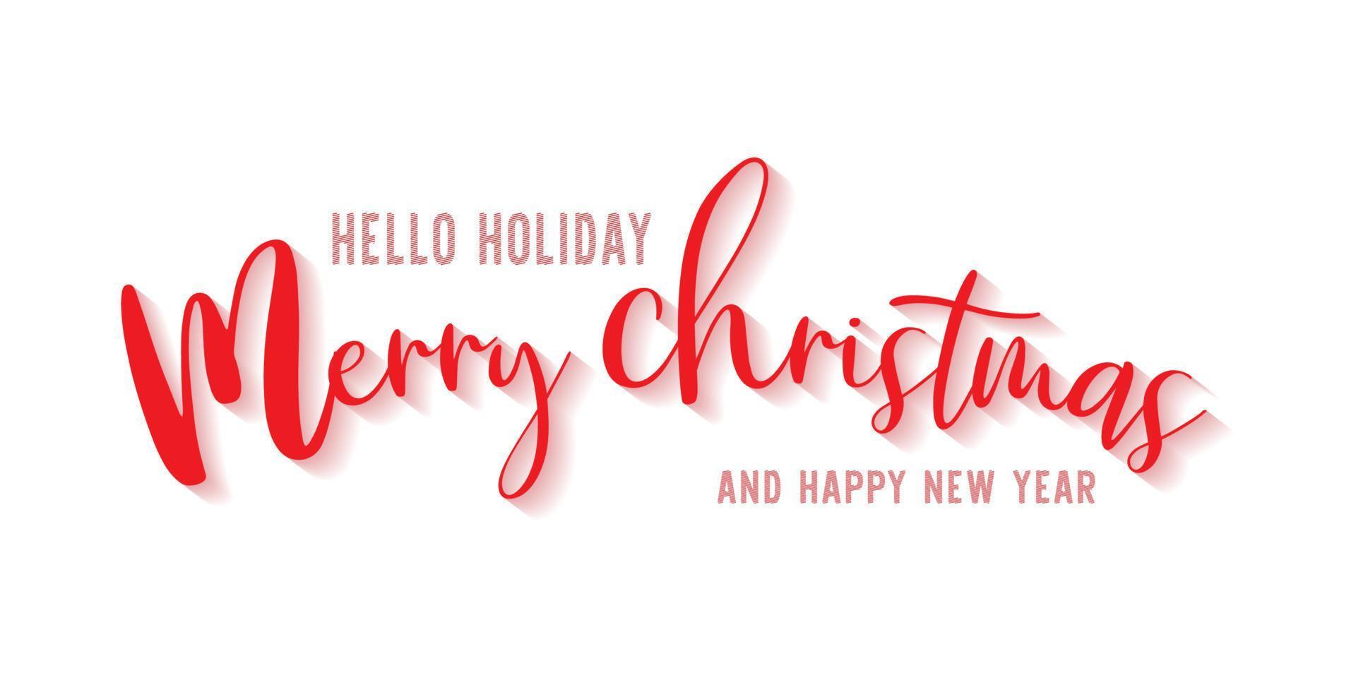 MERRY CHRISTMAS red text with shadow on white background. vector