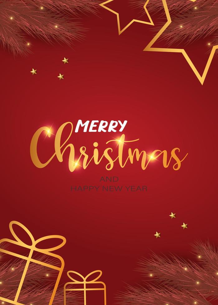 Merry Christmas and Happy New Year. xmas background, banner, frame, header, cover background or greeting card design. red color. vector