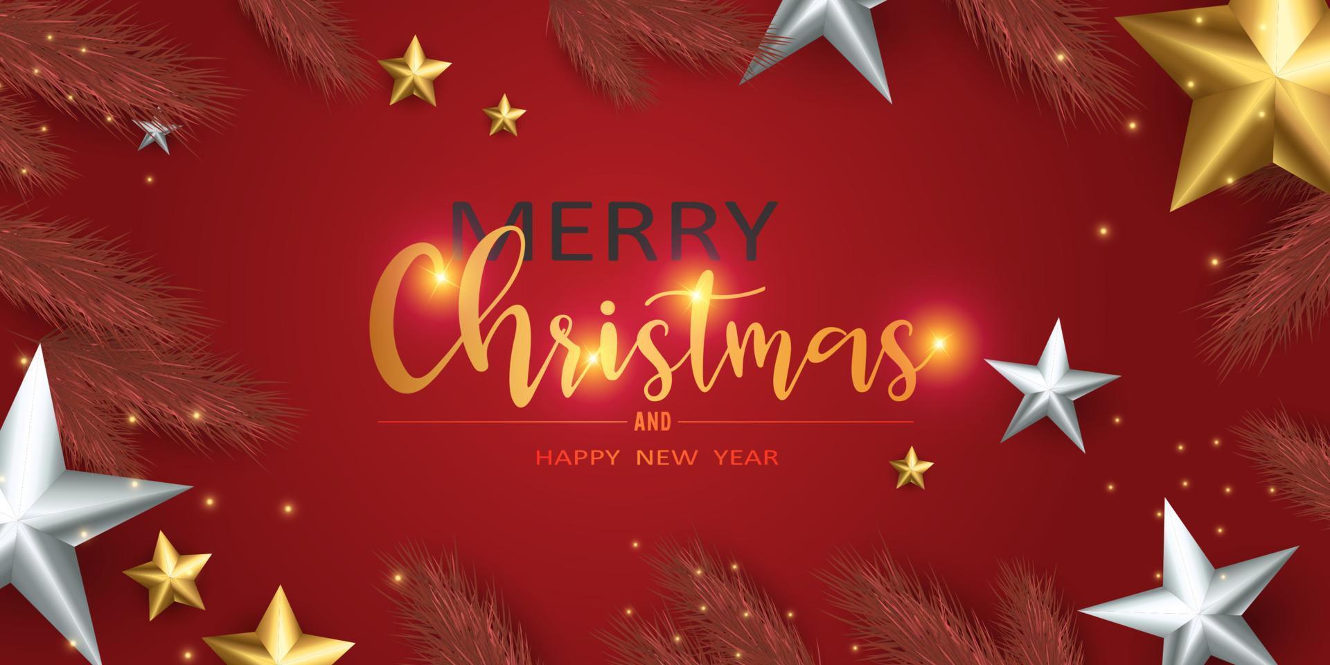 Merry Christmas and Happy New Year. xmas background, banner, frame, header, cover background or greeting card design. red color. vector