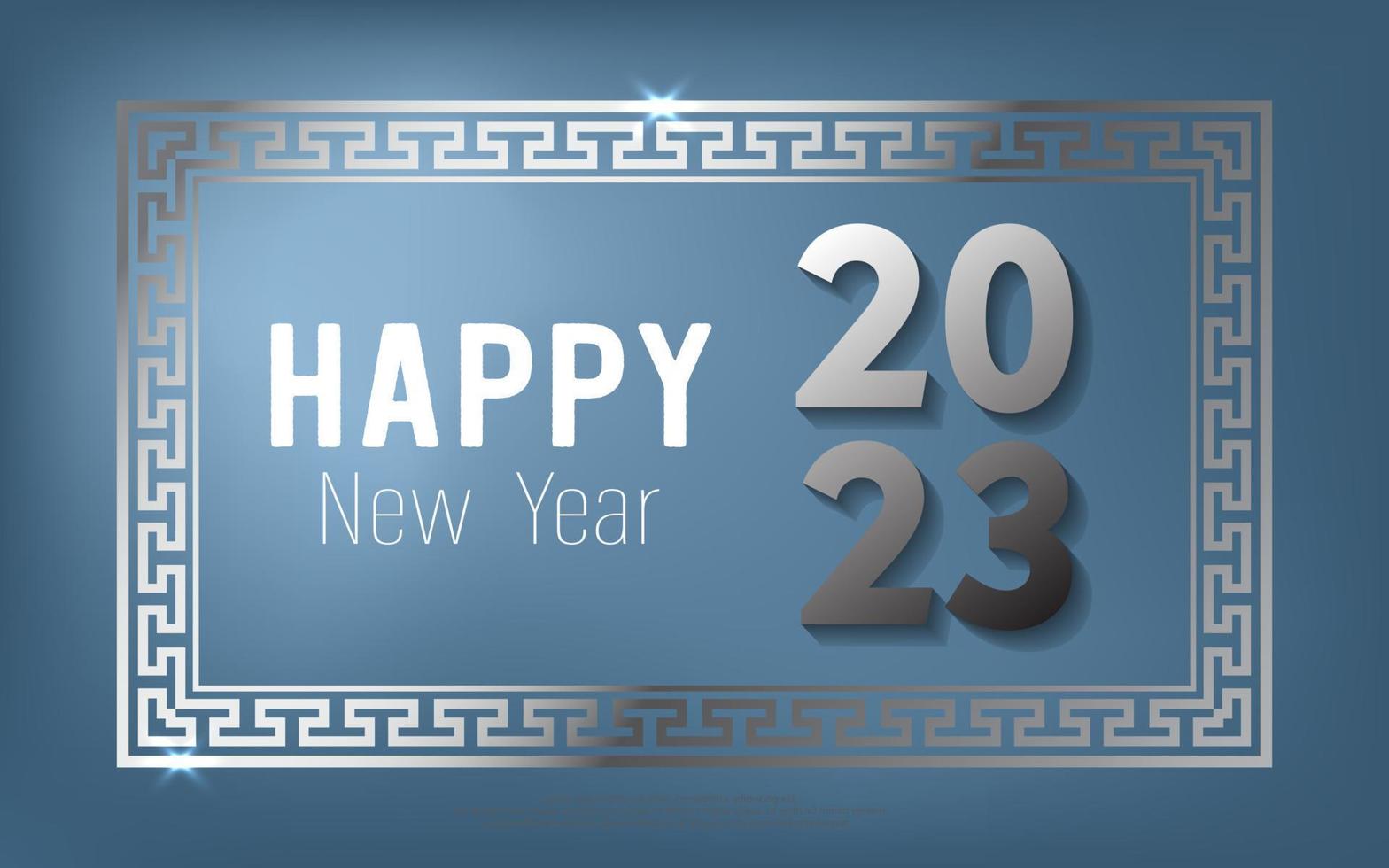 Happy Chinese new year 2023. metal number text with square frame on blue gradient background vector