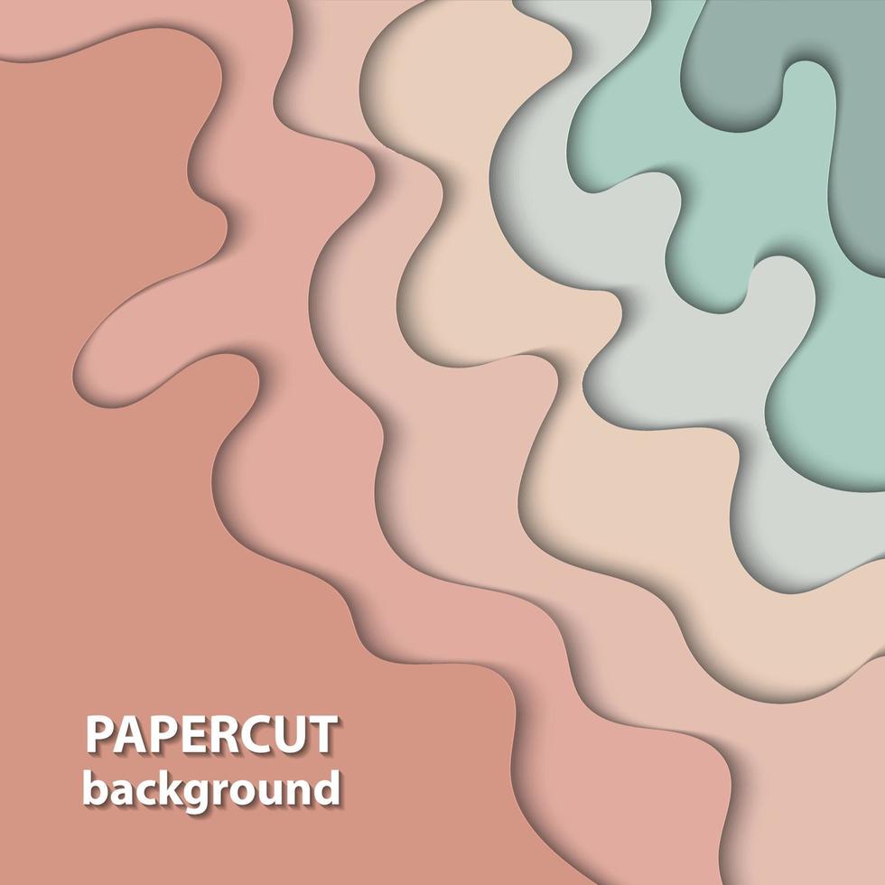 Vector background with pastel nude, beige and light green color paper cut shapes. 3D abstract paper art style, design layout for business presentations, flyers, posters, prints, decoration, cards,