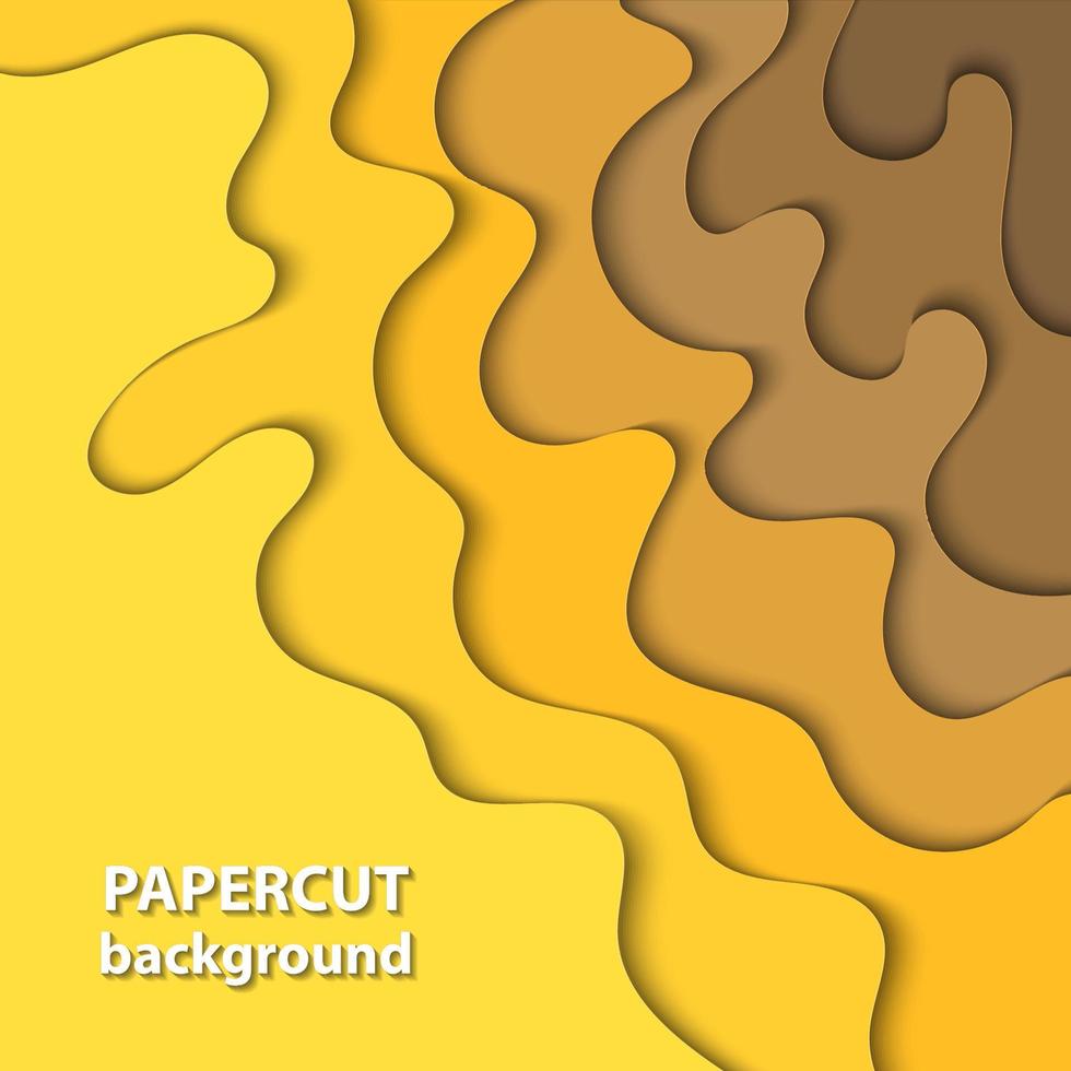Vector background with yellow gradient color paper cut shapes. 3D abstract paper art style, design layout for business presentations, flyers, posters, prints, decoration, cards, brochure cover.