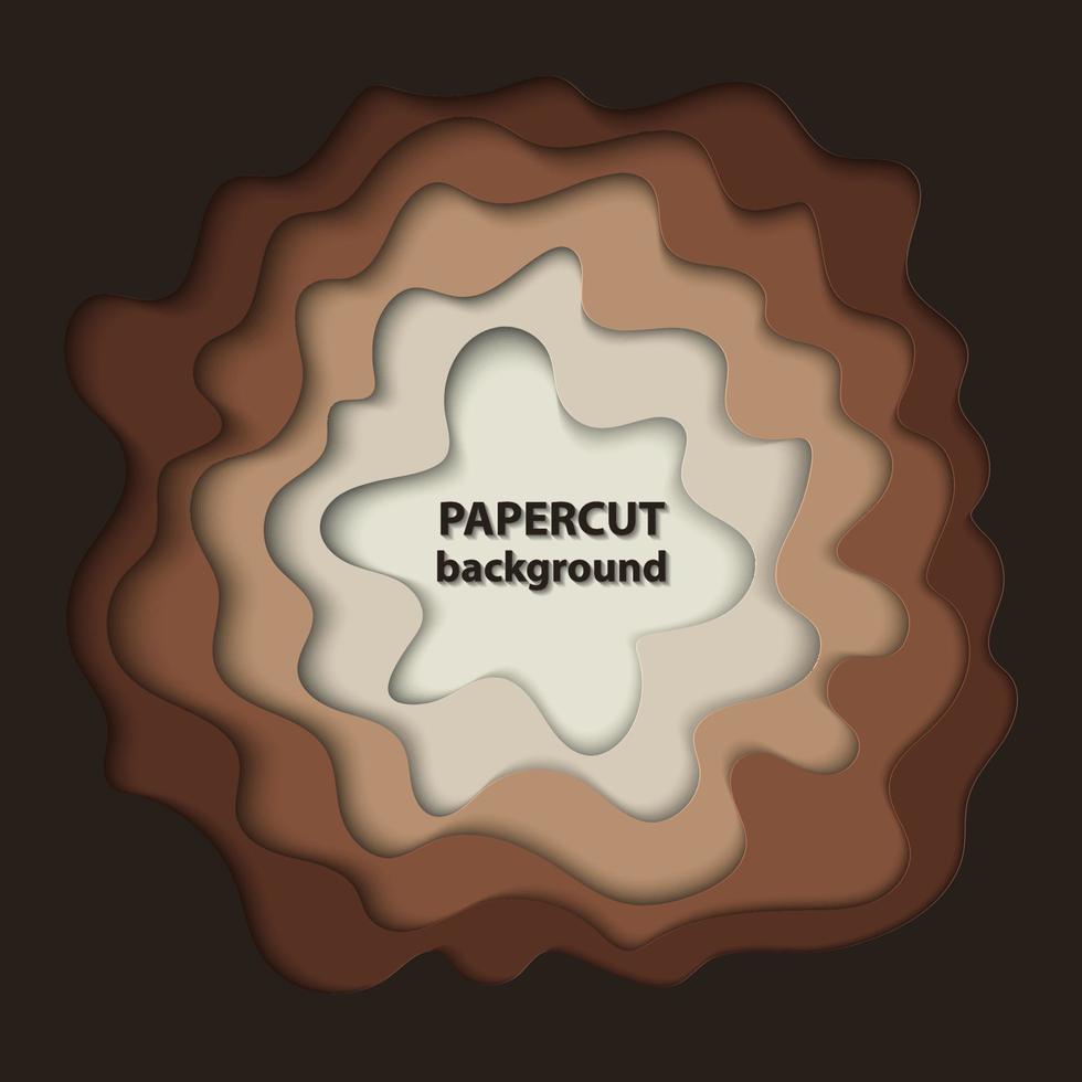 Vector background with brown paper cut shapes. 3D abstract paper art style, design layout for business presentations, flyers, posters, prints, decoration, cards, brochure cover.