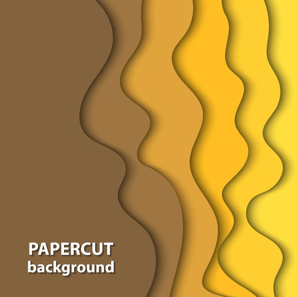 Vector background with yellow gradient color paper cut shapes. 3D abstract paper art style, design layout for business presentations, flyers, posters, prints, decoration, cards, brochure cover.