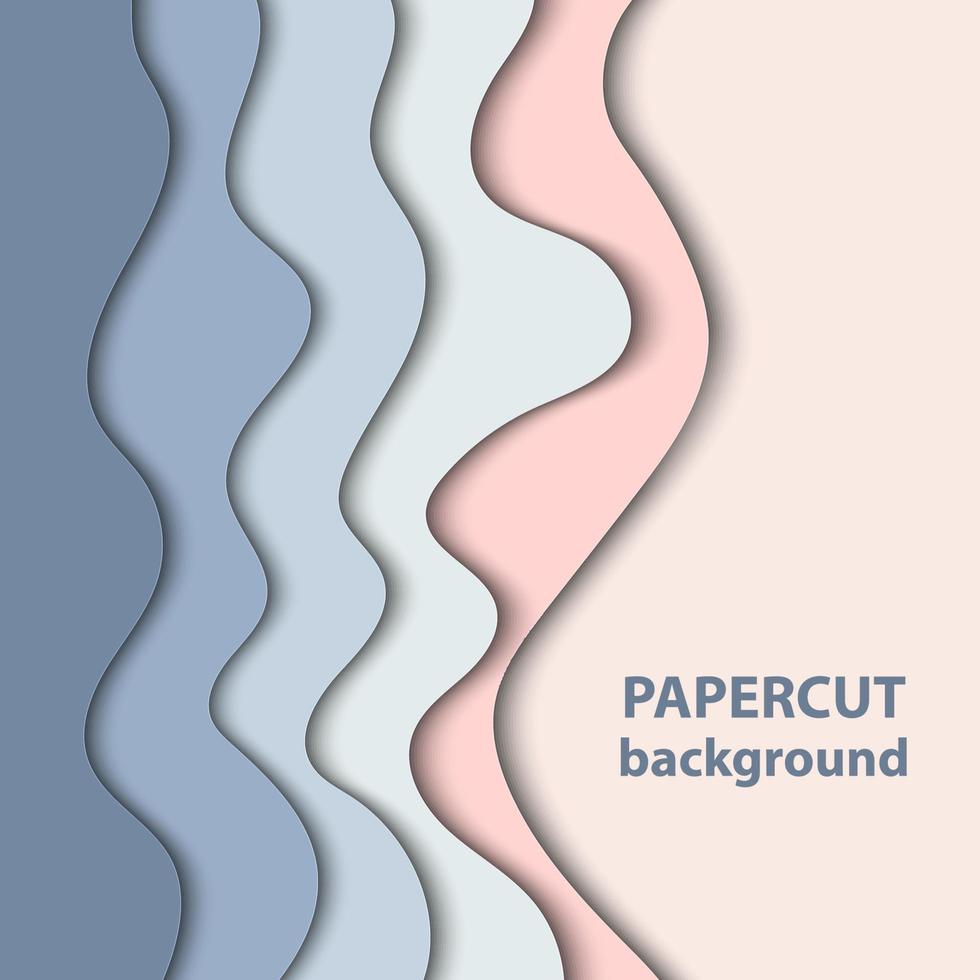 Vector background with pastel blue and rose color paper cut shapes. 3D abstract paper art style, design layout for business presentations, flyers, posters, prints, decoration, cards, brochure cover.