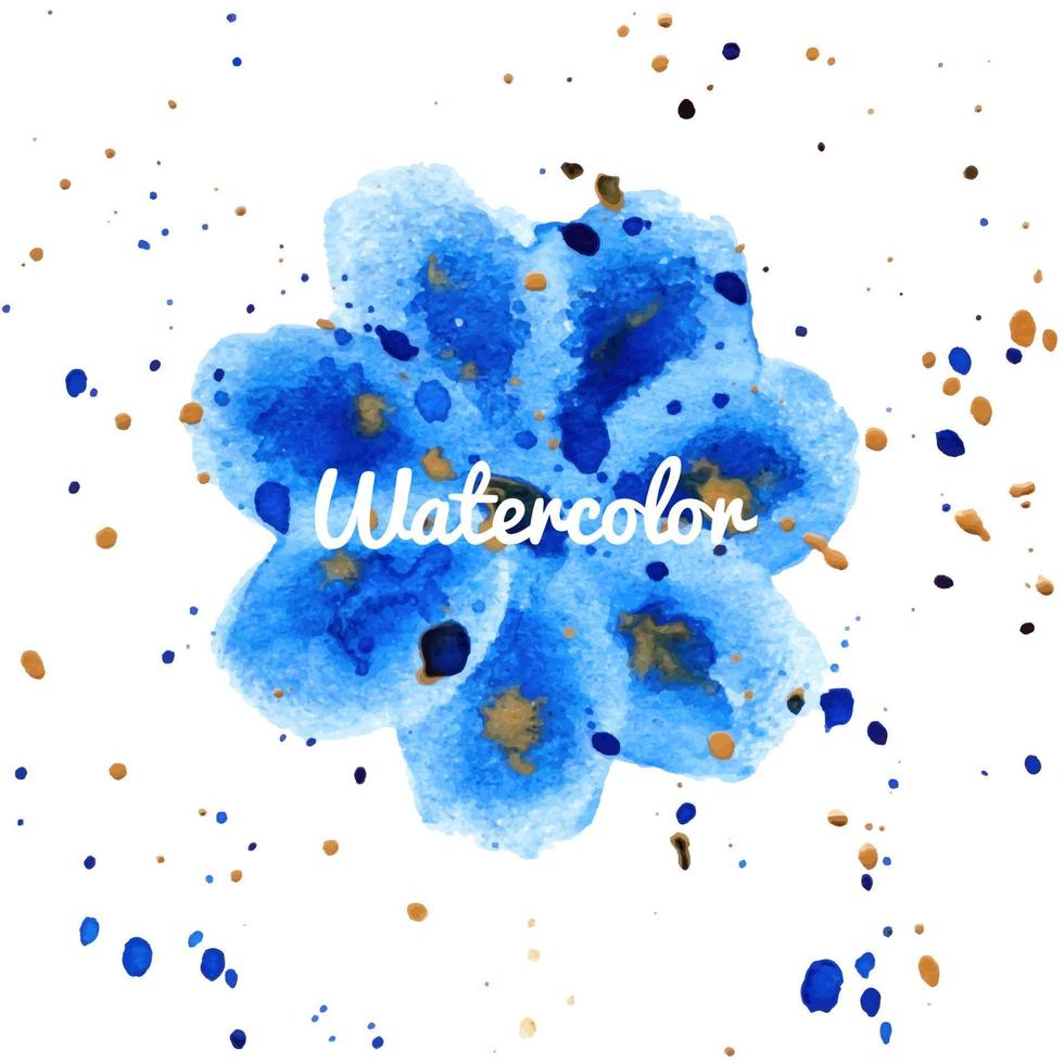 Blue flower splash watercolor hand drawn background vector