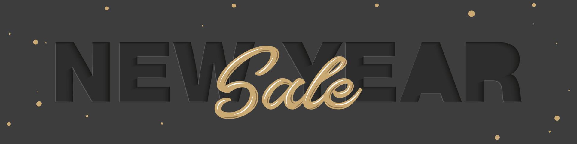 Vector craft paper cut black shapes font. 3d characters isolated, origami typeface for holidays. Neumorphism minimal style. New Year Sale for banner, cover, site, social media, business.