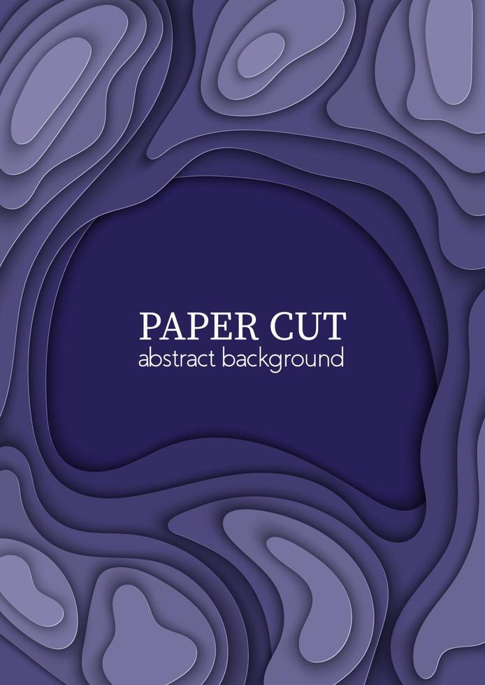 Vertical vector purple blue flyer with paper cut waves shapes. 3D abstract paper art, design layout for business presentations, flyers, posters, prints, decoration, cards, brochure cover.