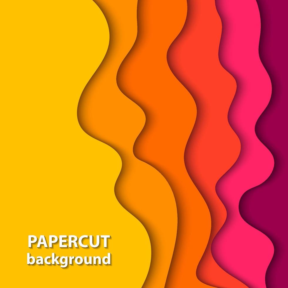 fondo vectorial con formas de corte de papel de color amarillo brillante, rosa y naranja. Estilo de arte de papel abstracto 3d, diseño de diseño para presentaciones de negocios, volantes, carteles, impresiones, tarjetas, portada de folleto. vector