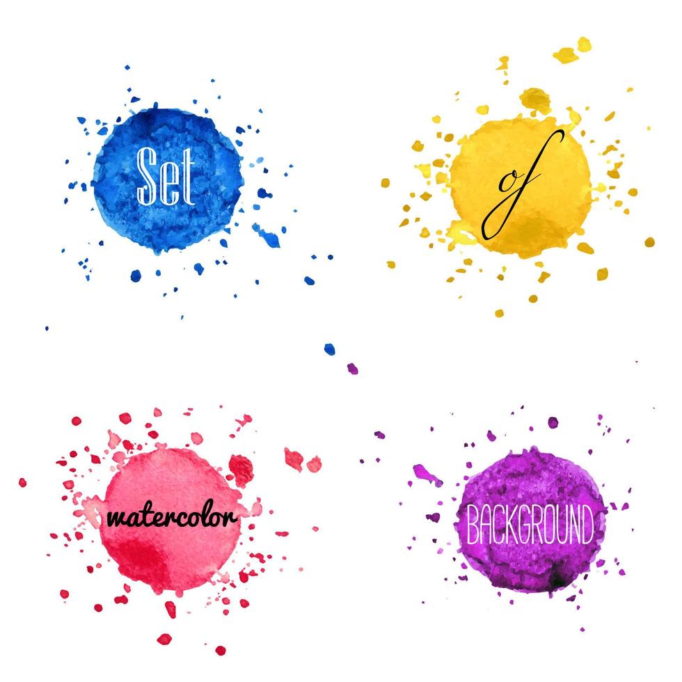 Set of watercolor hand draw splash background isolated on white background. vector